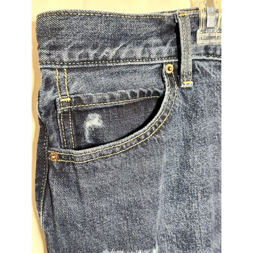 Old Navy High Rise Slouchy Straight Ripped Cut Off Jeans 26 High Rise Button Fly - Picture 5 of 15